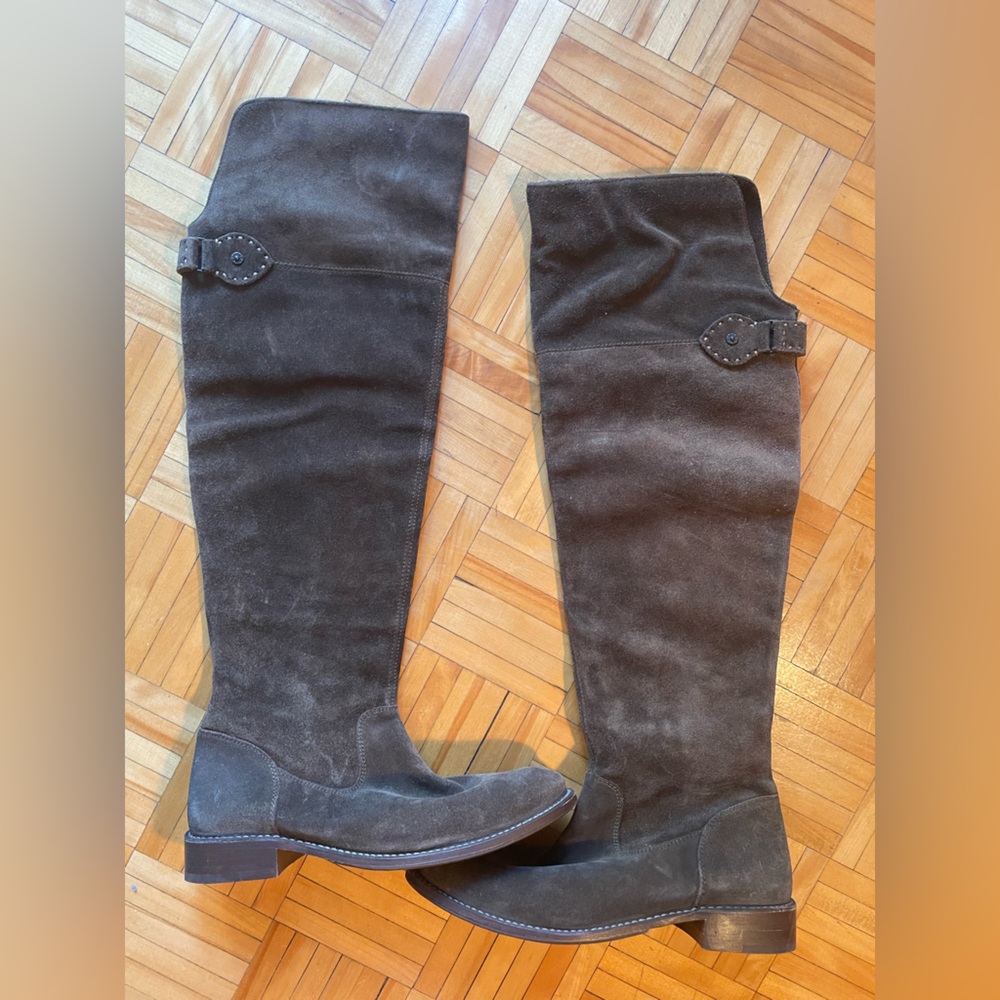 Frye “Shirley” Over-the-Knee Suede Boots – Olive – Size 8.5